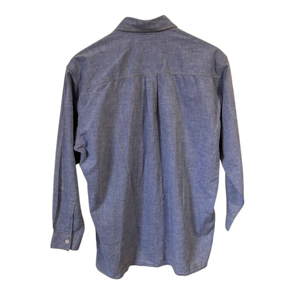 Moschino Jeans Ruffle Chambray Long Sleeve Button Blouse Size S - Picture 5 of 9